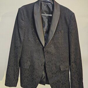 Zara Man Black Faux Jacquard Tuxedo-style Jacket